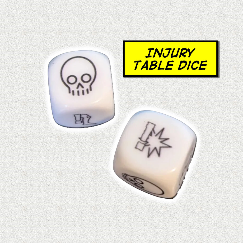 2 Injury Dice, up close.
